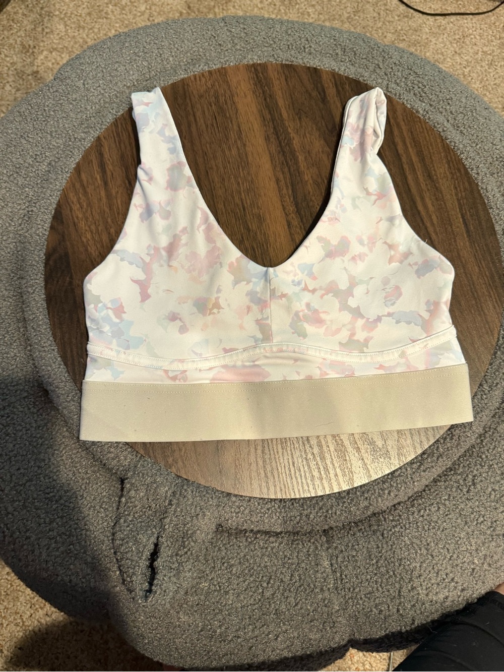 Fabletics Pastel Floral V-Neck Bralette in White, Pink & Blue